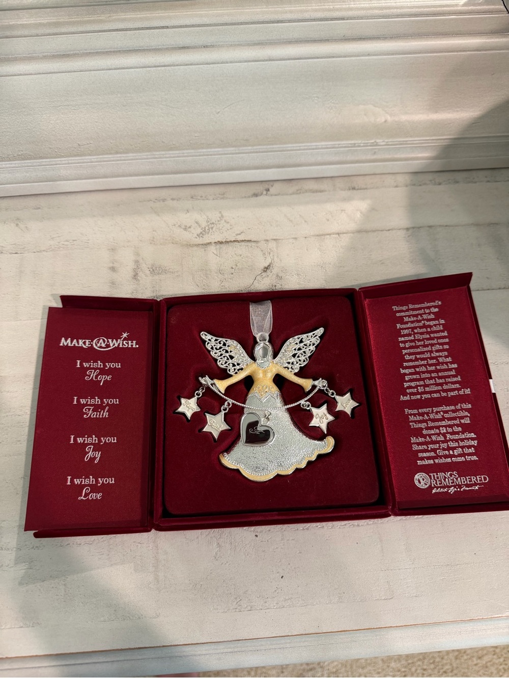 Things Remembered Gold and Silver Angel with Dangling Stars Ornament